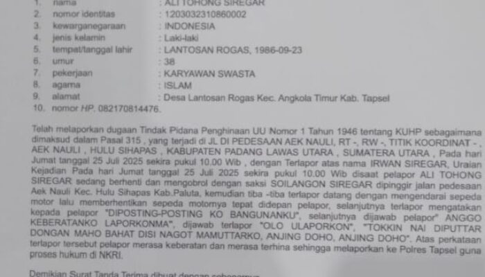 Kades Sukadame Resmi Dipolisikan Ali Tohong Siregar 