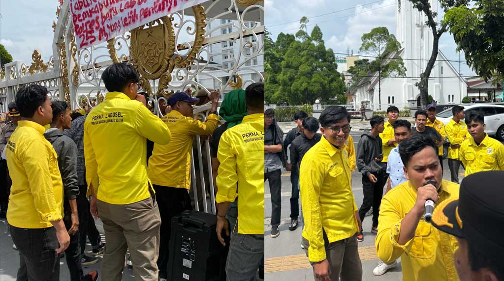PERMA LABUSEL Demo di Kantor Gubernur Sumut, Soroti Hibah Mako Polres Rp 25 Miliar dan Penundaan Pilkades