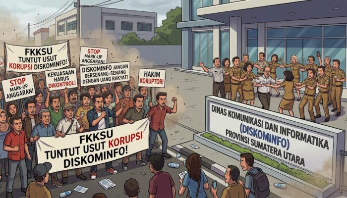 Massa Teriak Usut Korupsi Malah Disuguhi Jogetan, Pejabat Kominfo Sumut Disemprot FKKSU: Tidak Beretika!
